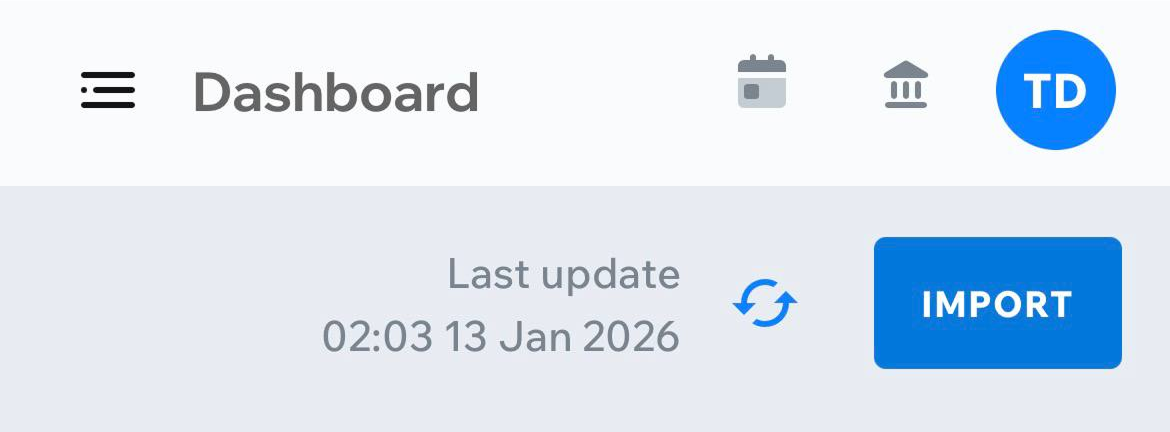 Last sync time shown next to Sync button on the dashboard